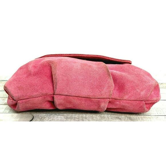 Ann Taylor DUST PINK GENUINE LEATHER SUEDE CHAIN STRAP SHOULDER BAG HANDBAG BOHO - Picture 7 of 11